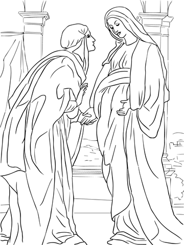 Visitation Of Mary To Elizabeth Coloring Page